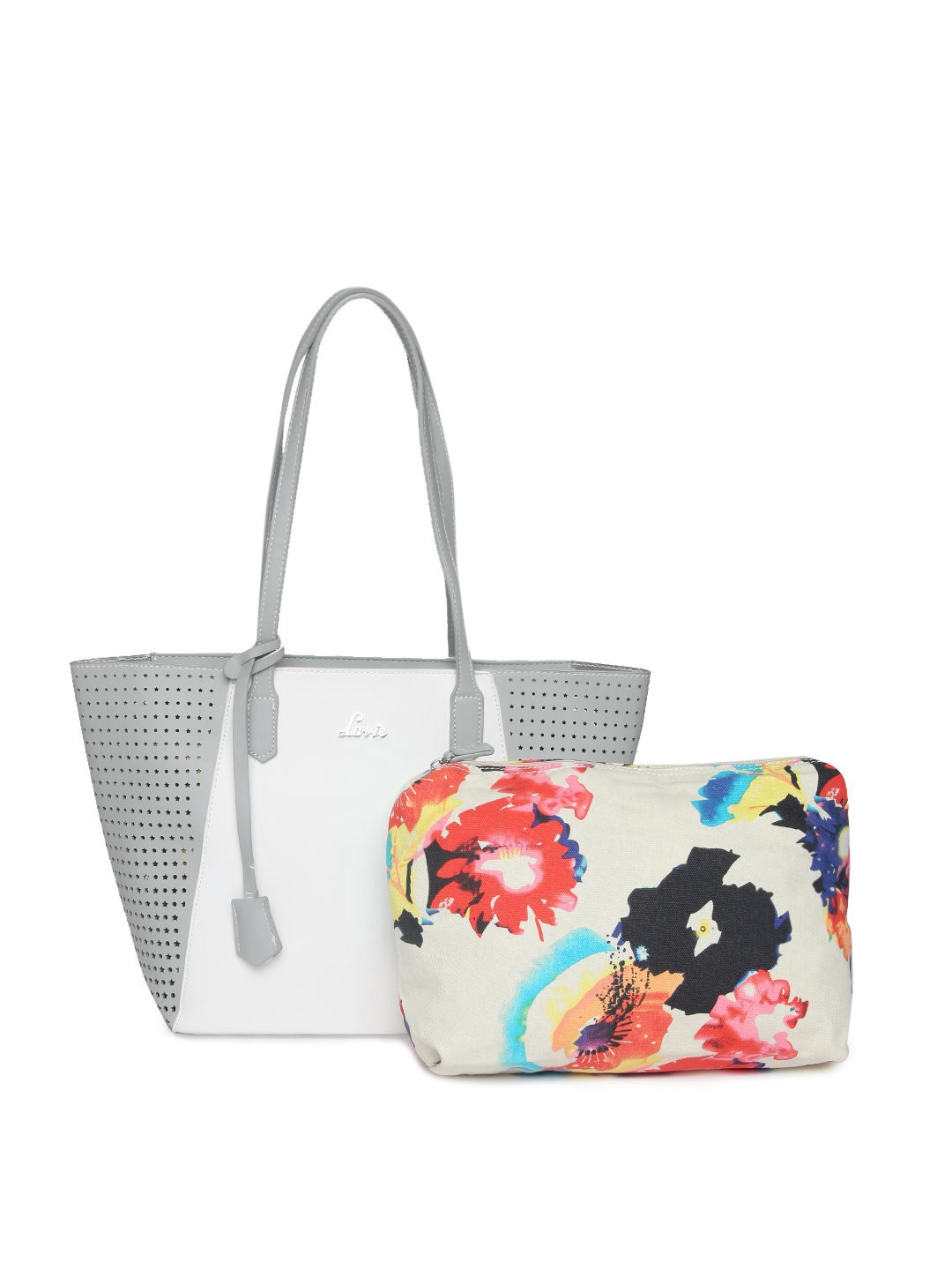 

Lavie Grey & White Colourblocked Shoulder Bag
