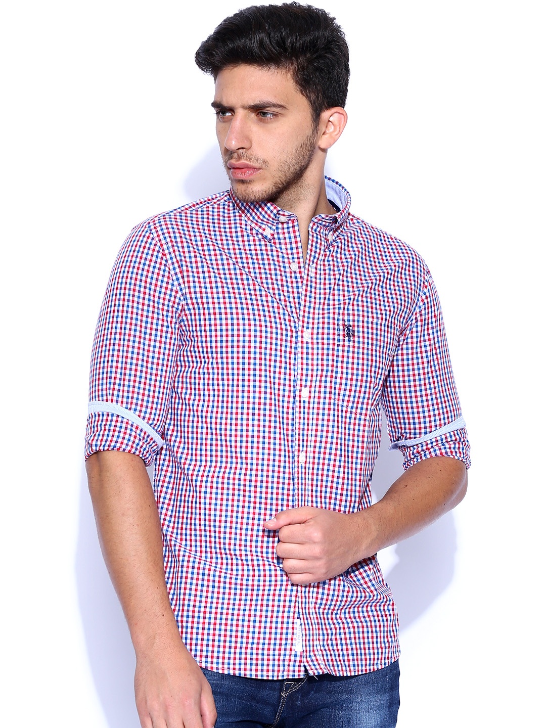 

U.S. Polo Assn. White & Red Checked Casual Shirt