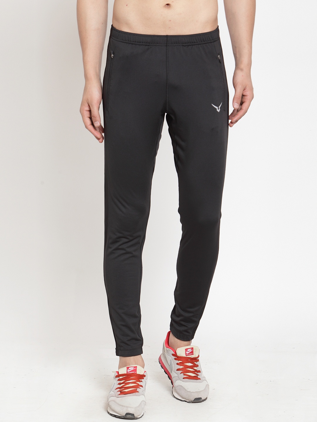 

Invincible Men Black Solid Slim-Fit Athleisure Track Pants