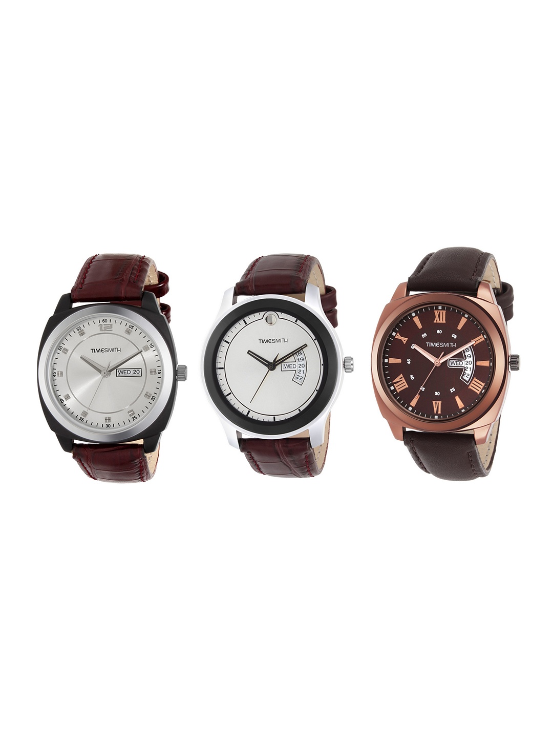 

TIMESMITH Men Set of 3 Analogue Watches TSC-002-003-014, Silver