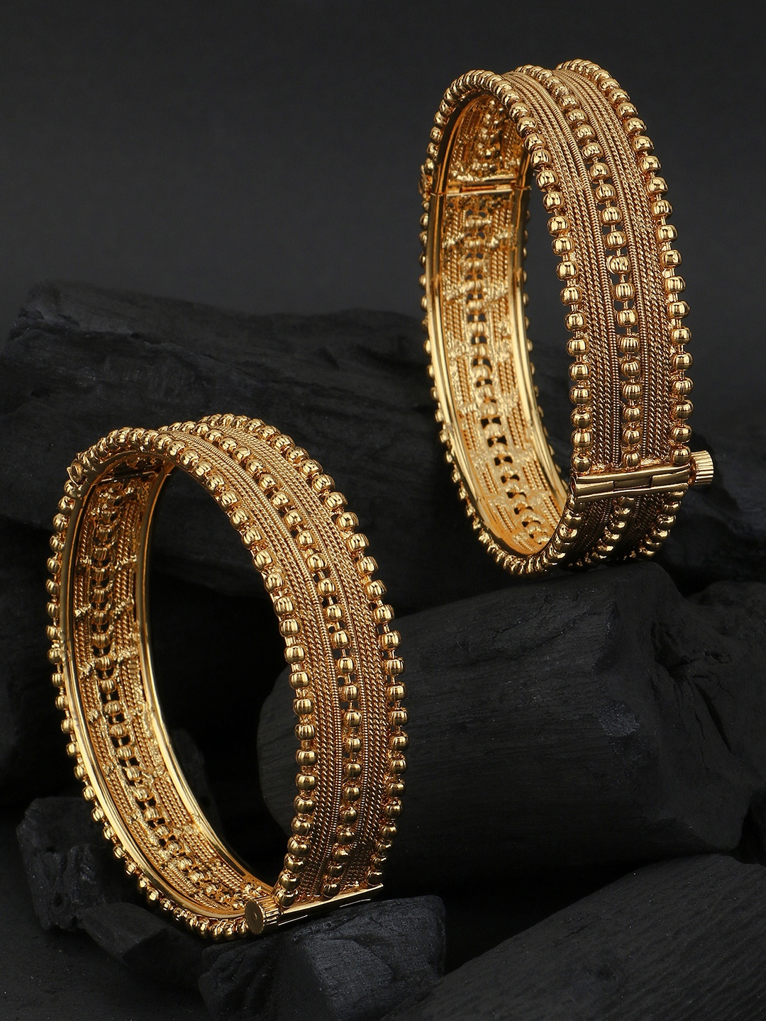 

Adwitiya Collection Set of 2 24KT Gold-Plated Bangles