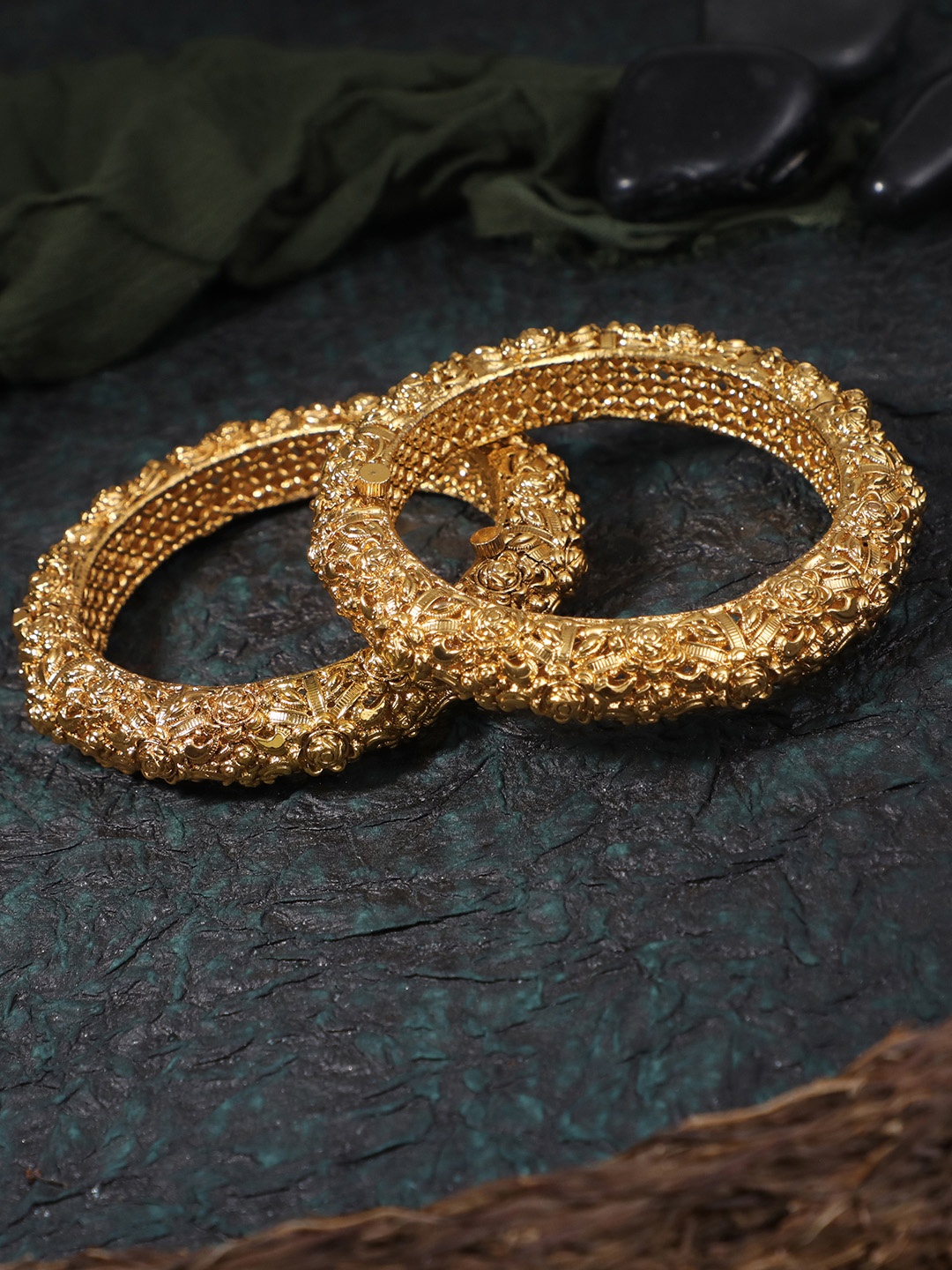 

Adwitiya Collection Set of 2 24KT Gold-Plated Bangles