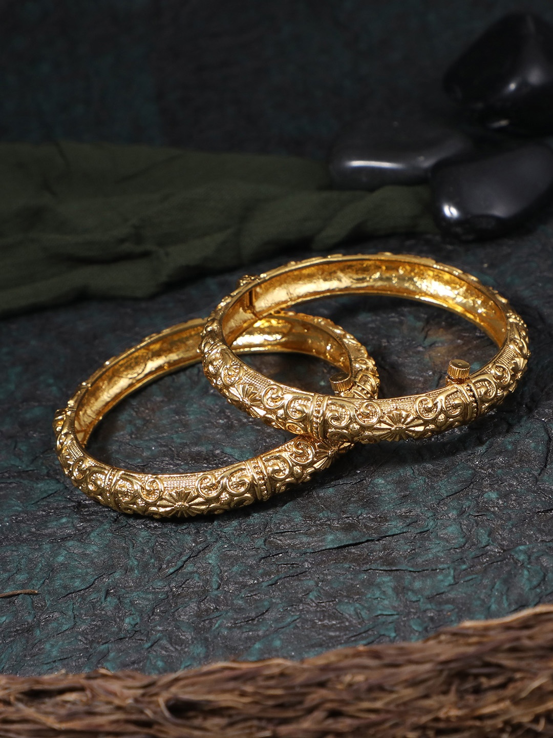 

Adwitiya Collection Set of 2 24KT Gold-Plated Bangles