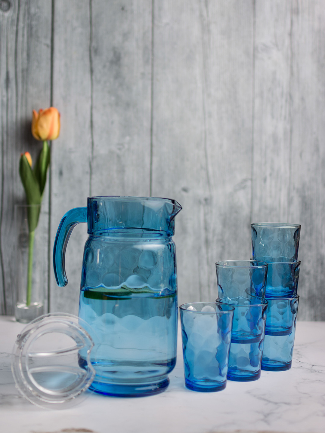 

Pasabahce Set of 7 Space Blue Jug & Glasses