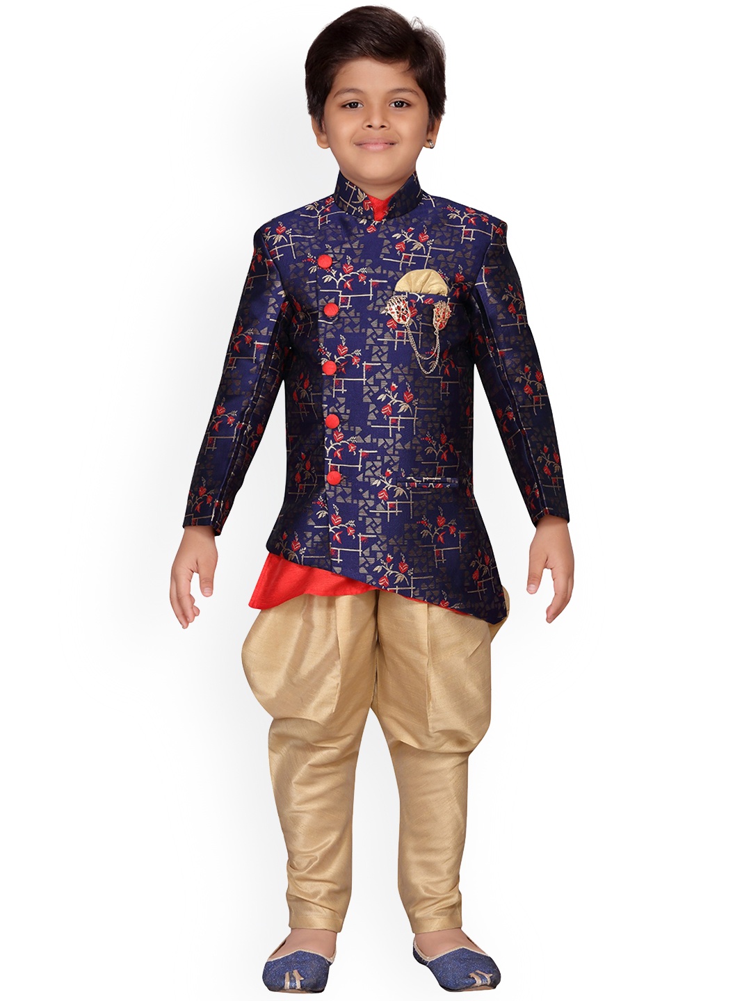 

Aj DEZInES Boys Blue & Beige Sherwani Set