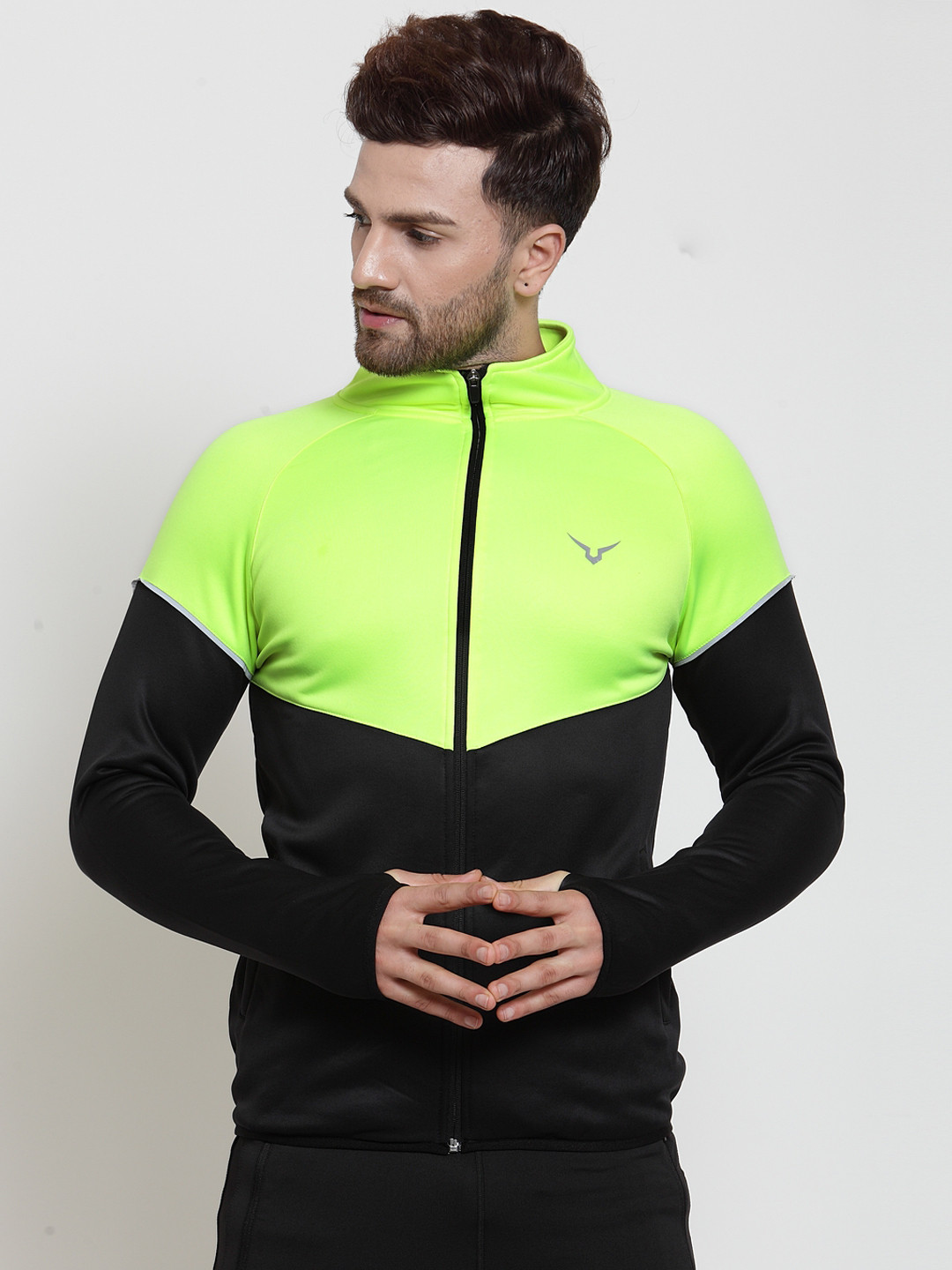 

Invincible Men Black Colourblocked Athleisure Jacket