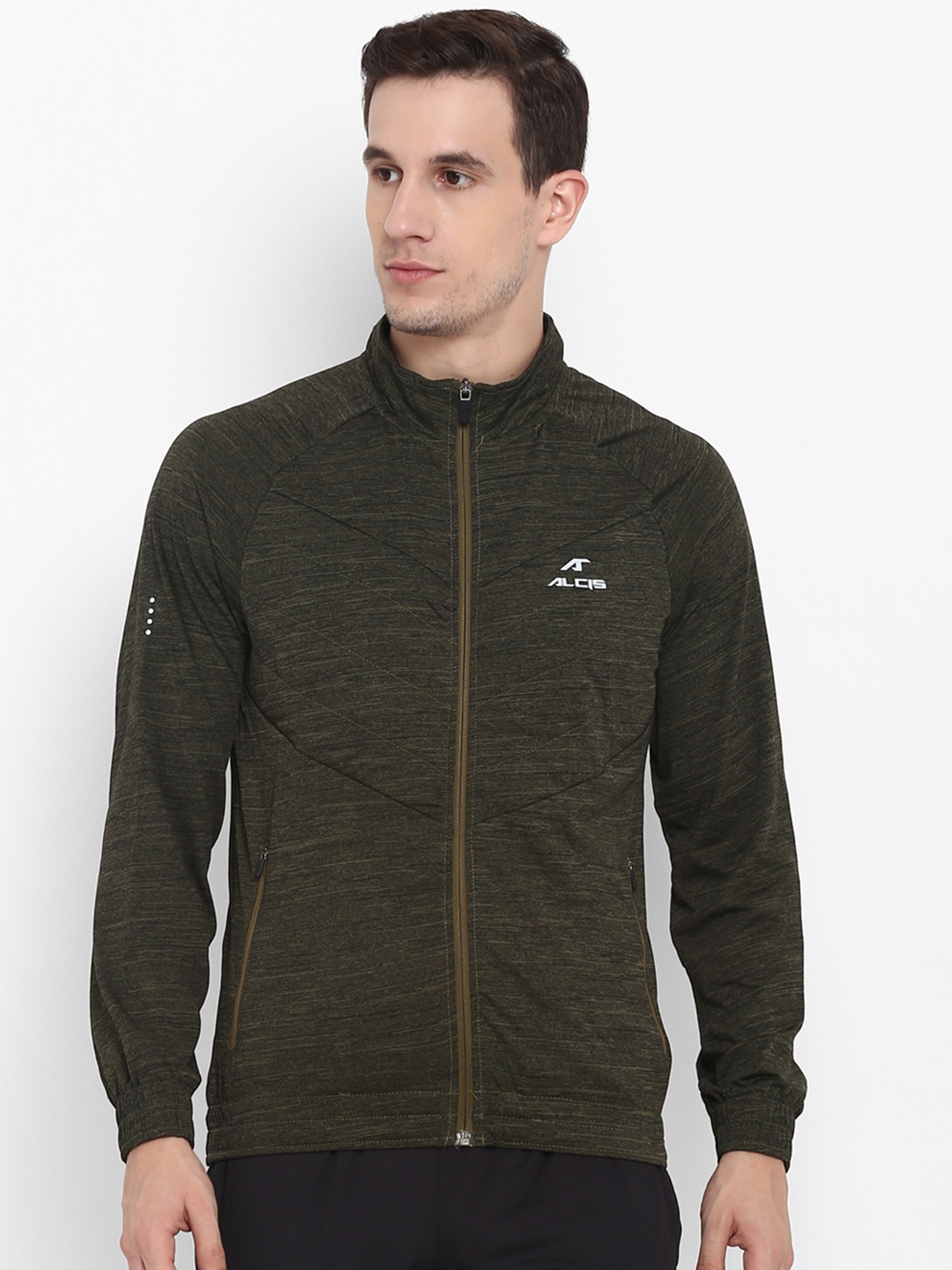 

Alcis Men Olive Green Solid Sweatshirt