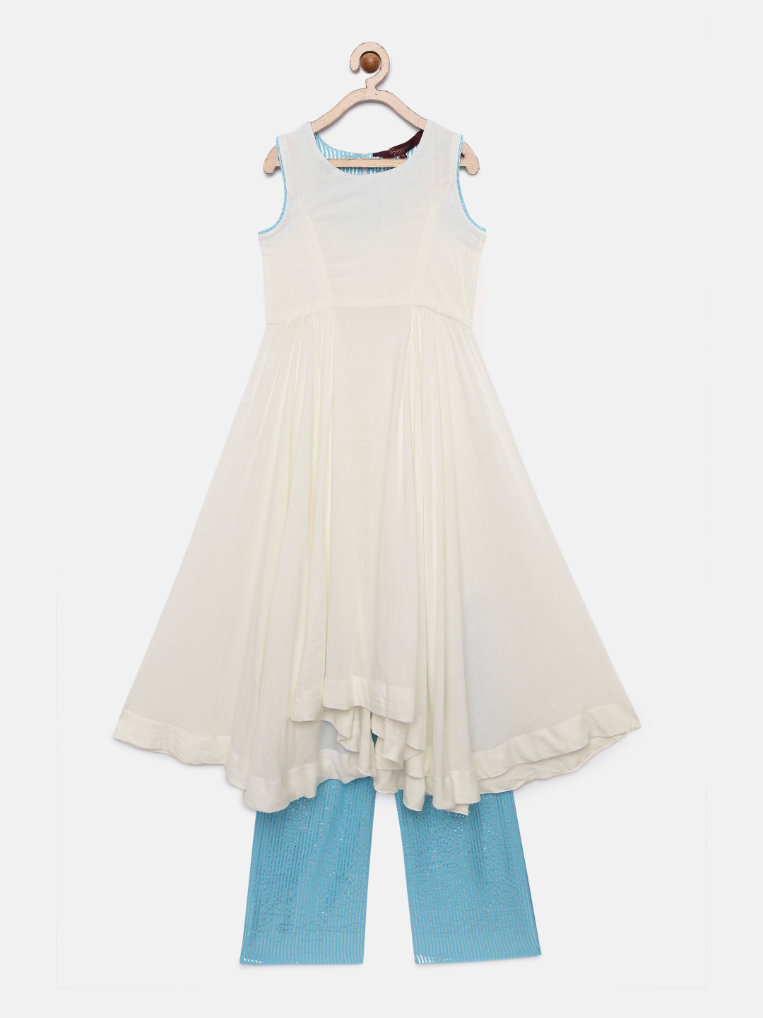 

Sangria Girls Off-White & Blue Solid Kurta with Palazzos