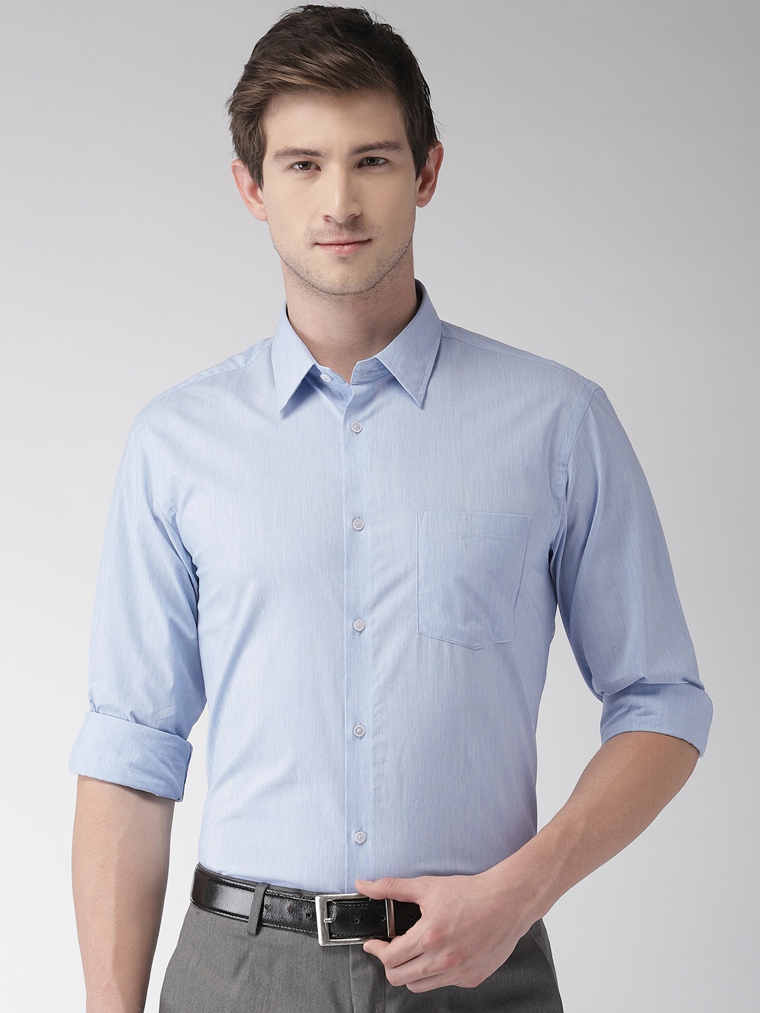 

Arrow New York Men Blue Snug Slim Fit Solid Formal Shirt