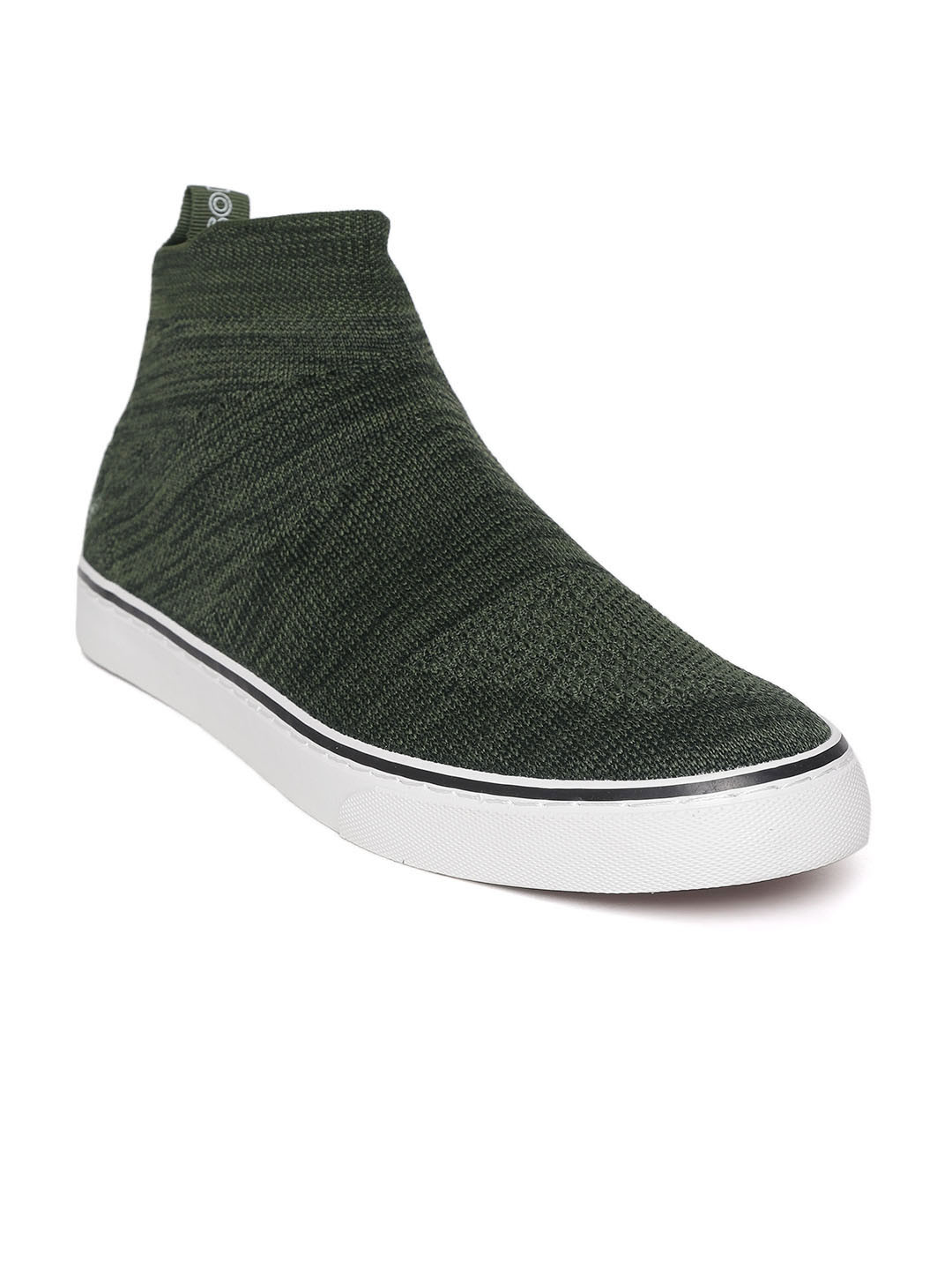 

Allen Solly Men Olive Green Woven Design Mid-Top Slip-On Sneakers