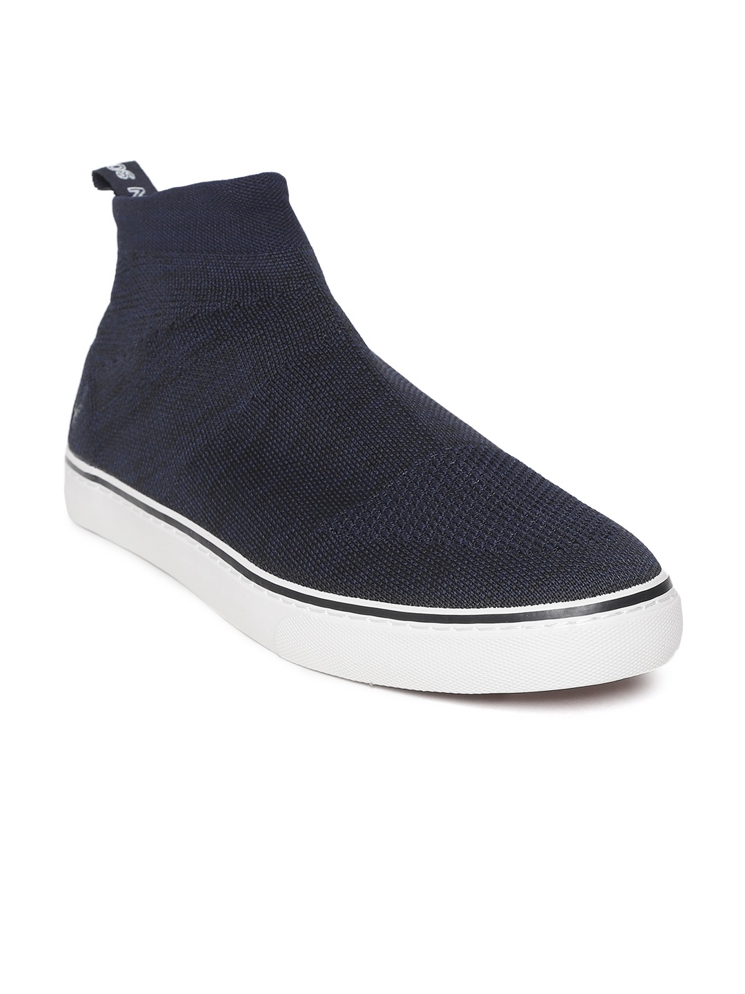 

Allen Solly Men Navy Blue Woven Design Mid-Top Slip-On Sneakers