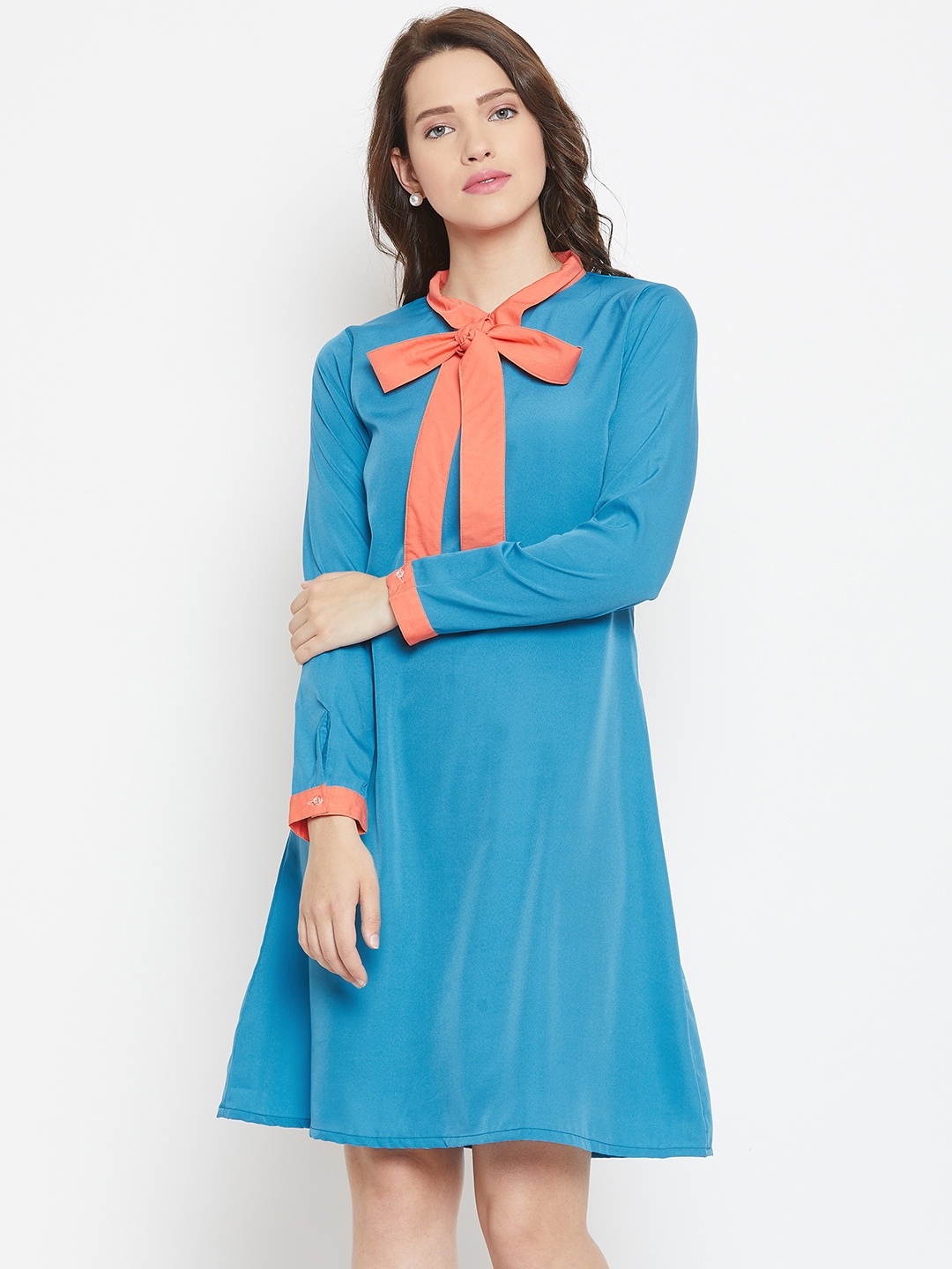 

Alsace Lorraine Paris Women Blue Solid A-Line Dress