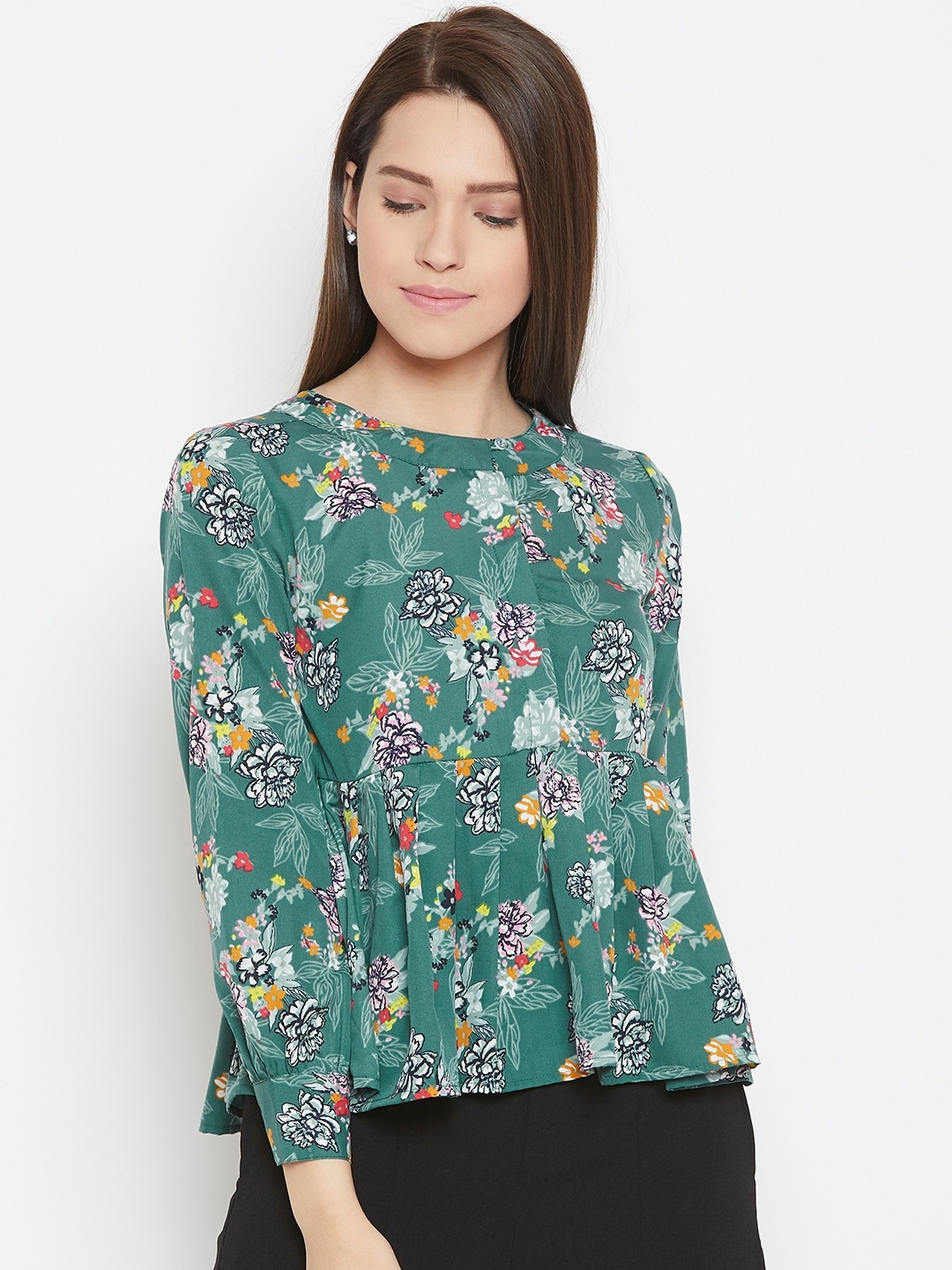 

Alsace Lorraine Paris Women Green Printed A-Line Top