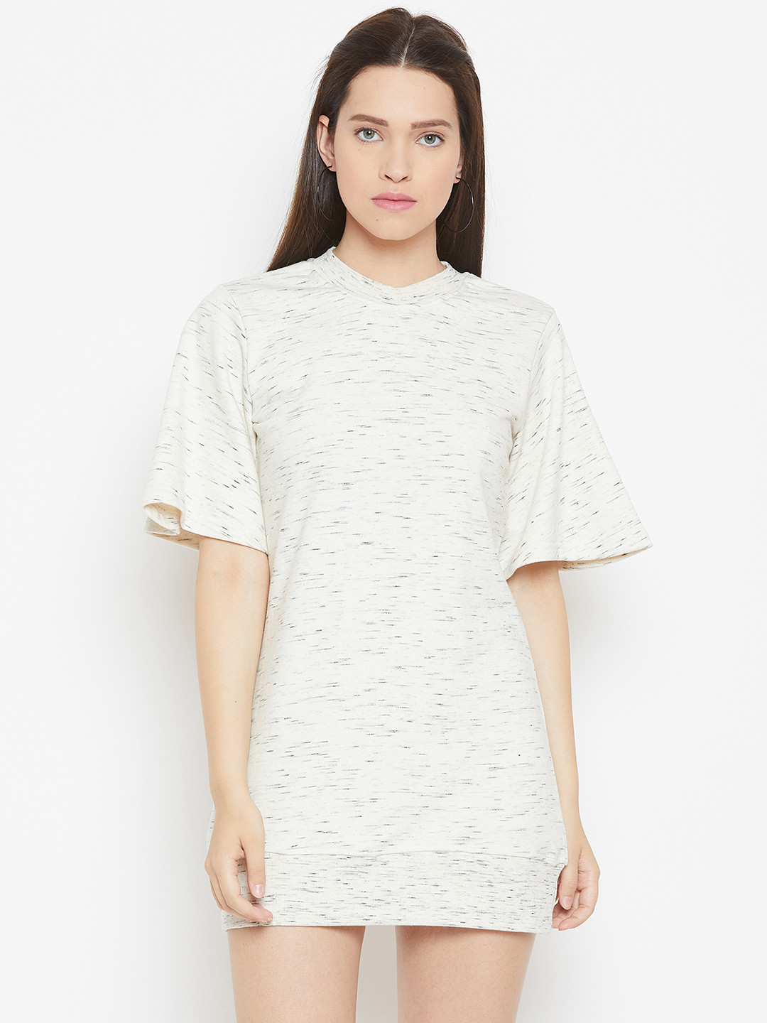 

Alsace Lorraine Paris Women Off-White Self Design T-shirt Dress