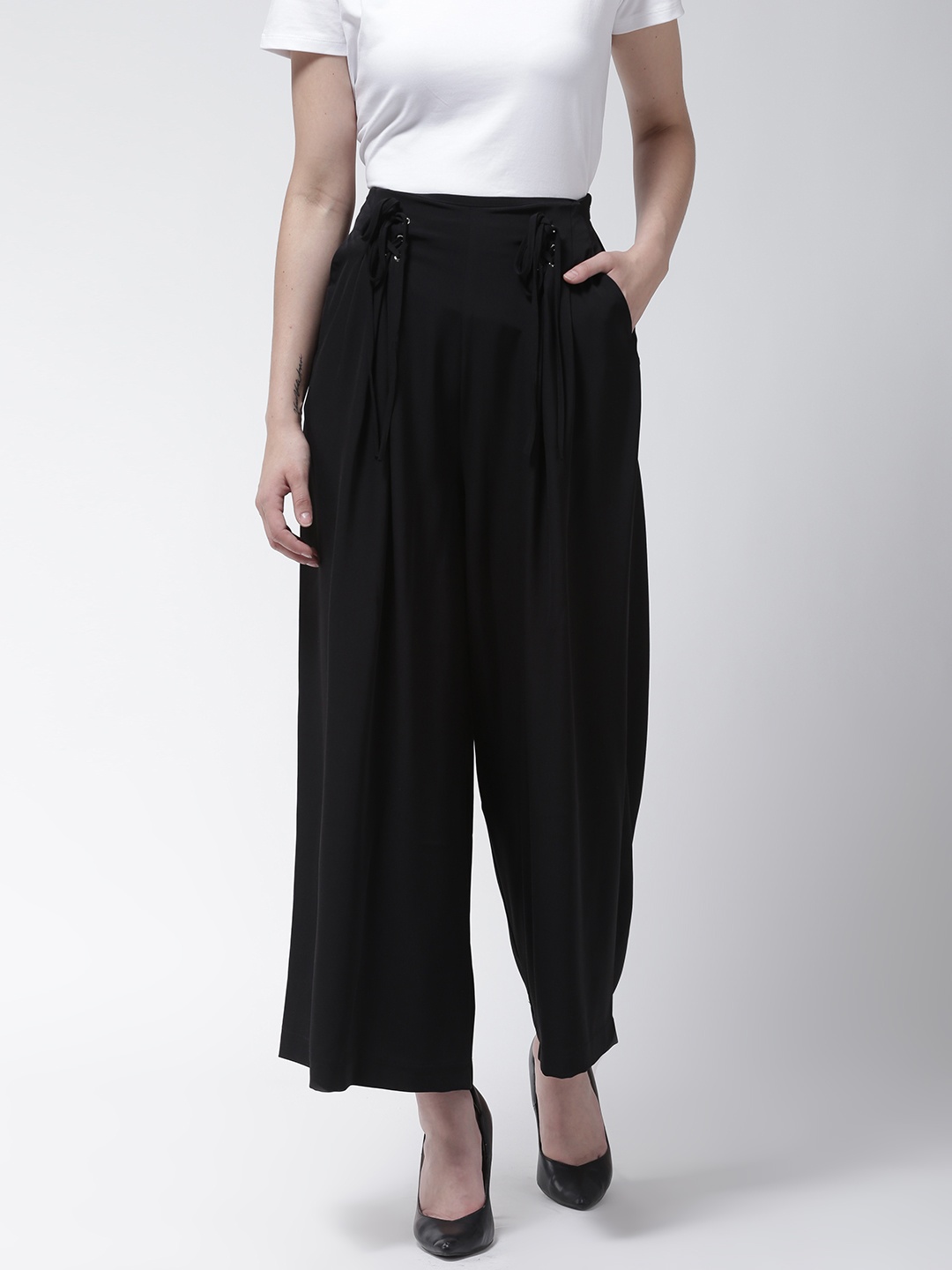 

Madame Women Black Solid Straight Palazzos