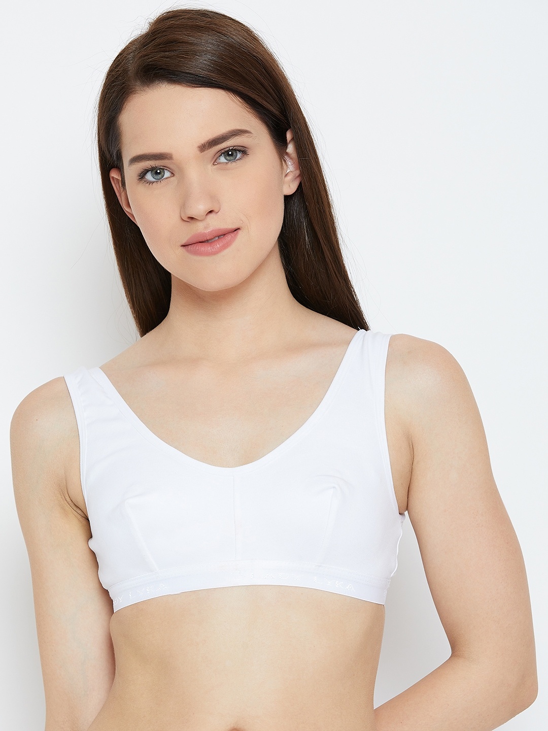 

Lady Lyka White Solid Non-Wired Non Padded Sports Bra TEENAGER