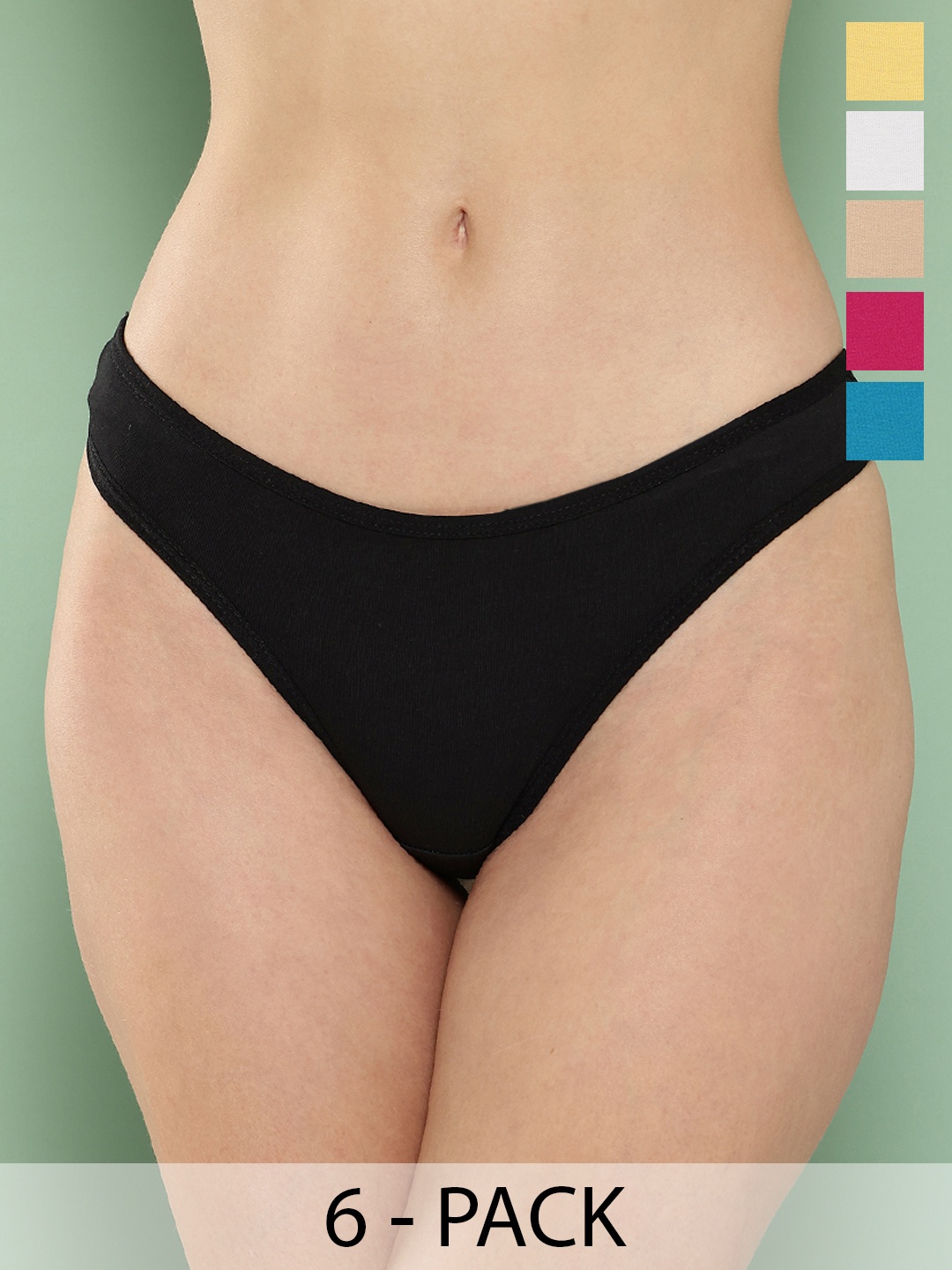 

Leading Lady Women Pack of 6 Assorted Thongs m-Sunny-6-XL, Green
