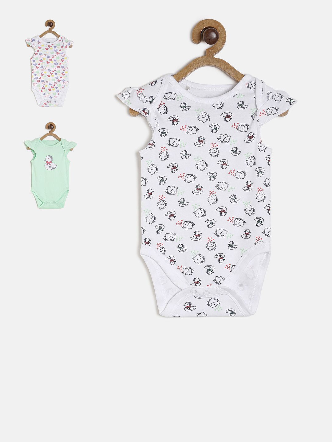 

MINI KLUB Unisex Multicolored Pack of 3 Printed Bodysuits, Multi