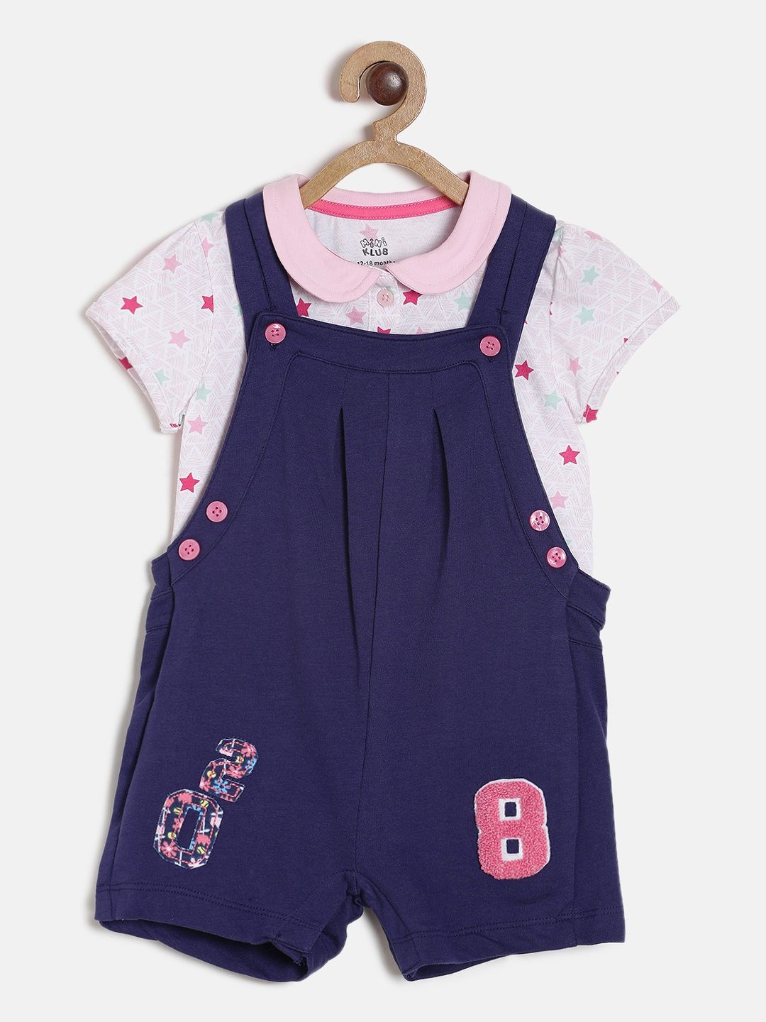 

MINI KLUB Girls Navy Blue Solid T-shirt with Shorts