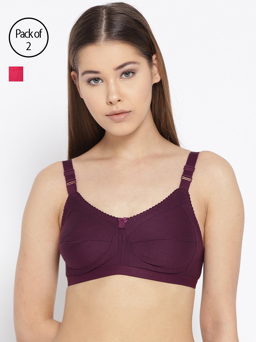 

Leading Lady Pack of 2 Solid Non-Wired Non Padded T-shirt Bras m-CONCENT-2, Magenta