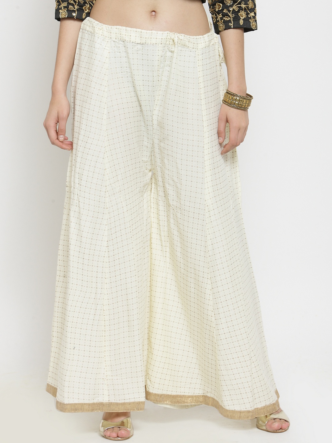 

Clora Creation Women Off-White Flared Printed Palazzos