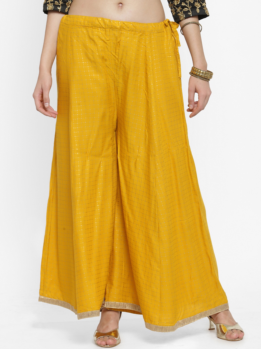 

Clora Creation Women Mustard Yellow Printed Flared Palazzos