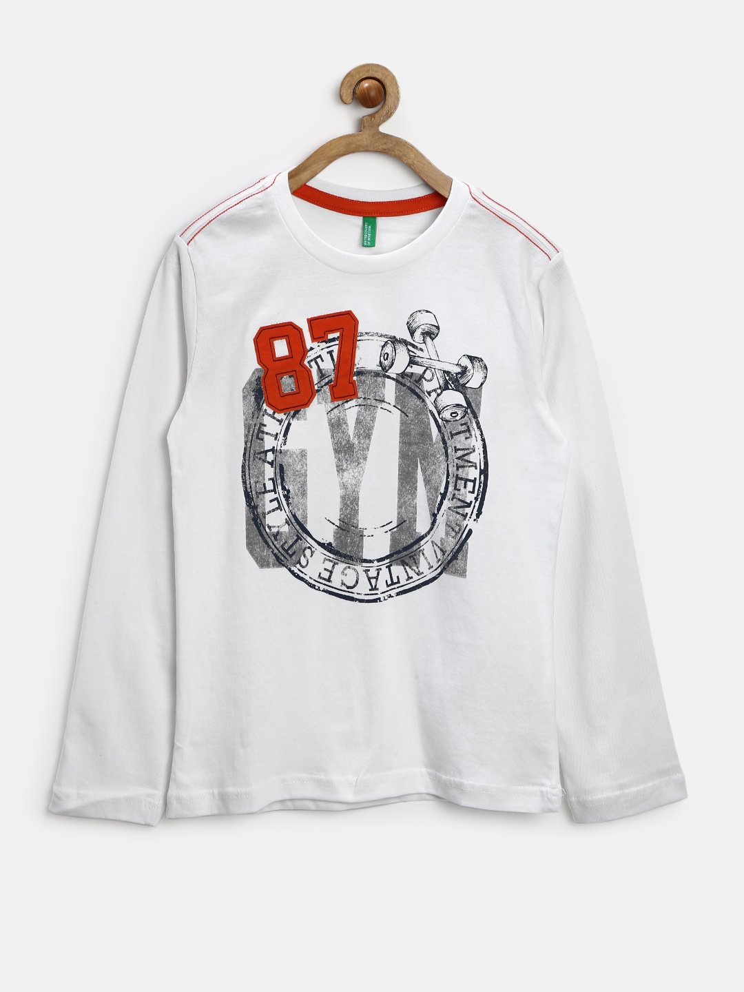 

United Colors of Benetton Boys White Printed Pure Cotton T-shirt