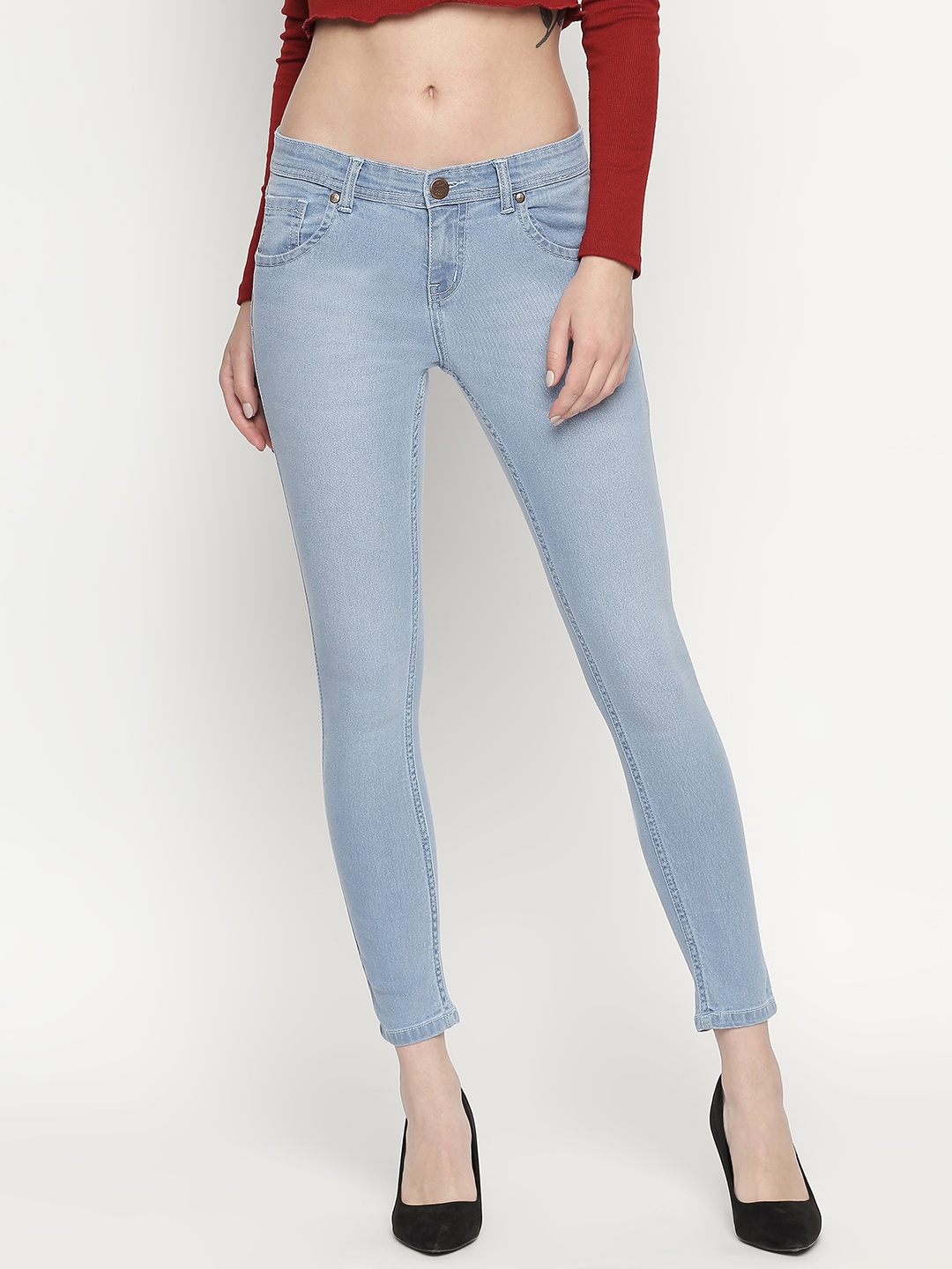 

High Star Women Plus Size Blue Slim Fit Mid-Rise Clean Look Stretchable Jeans
