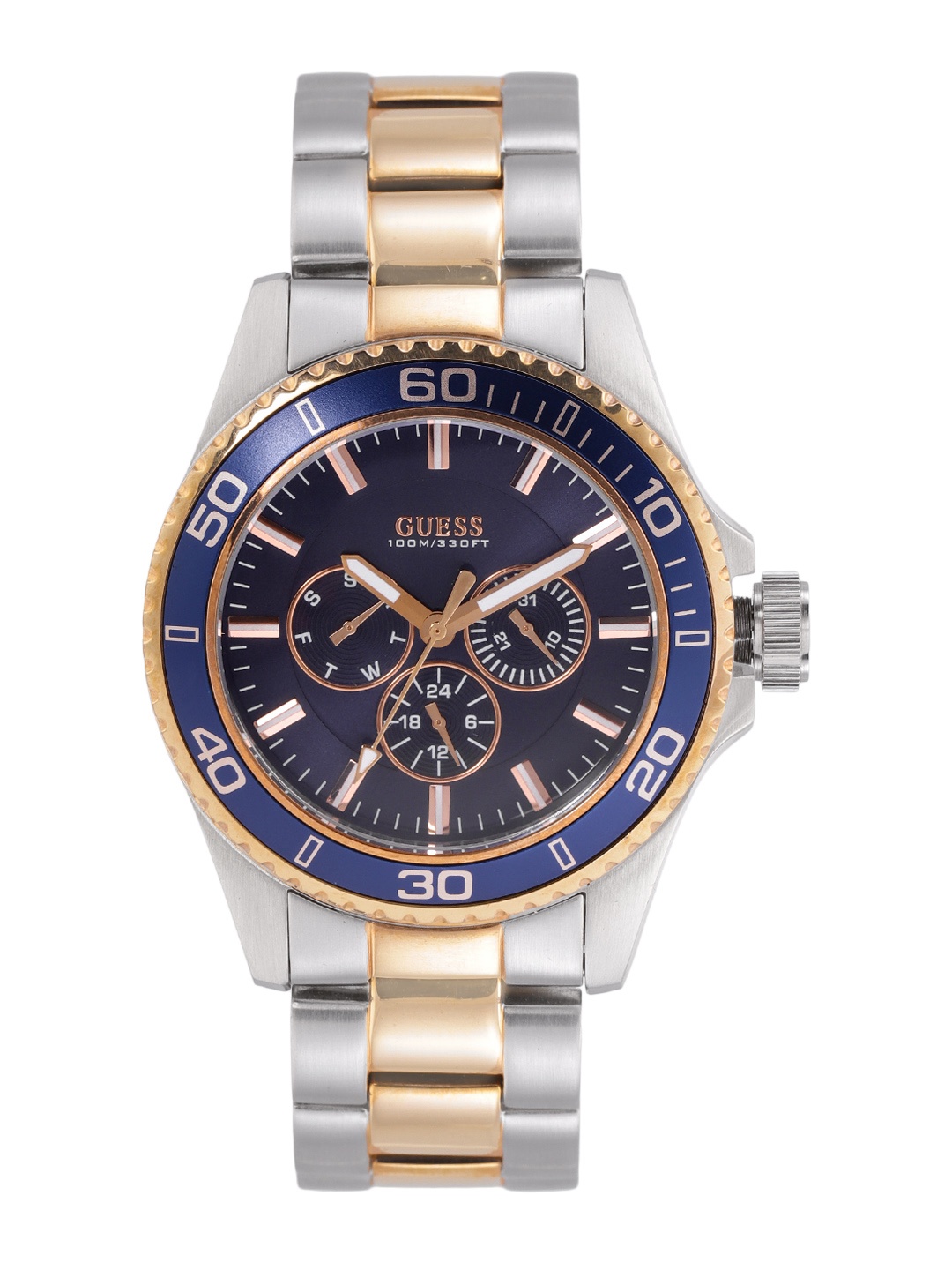 

GUESS Women Blue Dial & Multicoloured Bracelet Style Straps Analogue Watch W0172G3, Navy blue