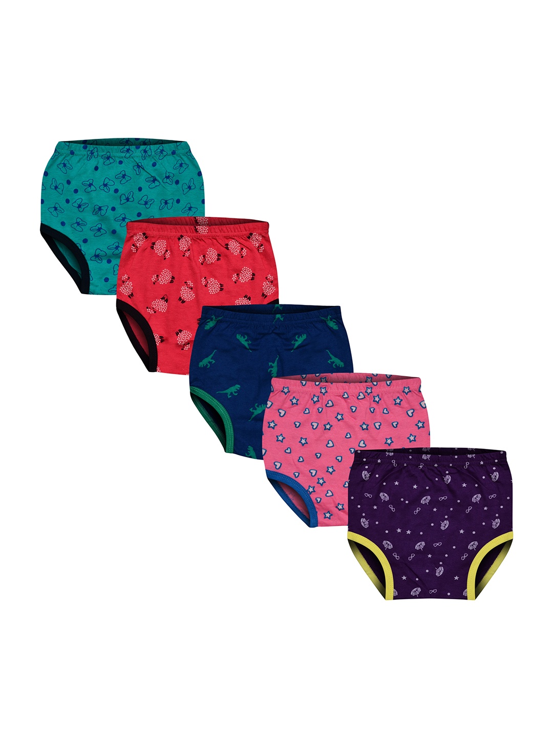 

MYKID Girls Pack of 5 Multicoloured Printed Briefs MKPNTY001, Multi
