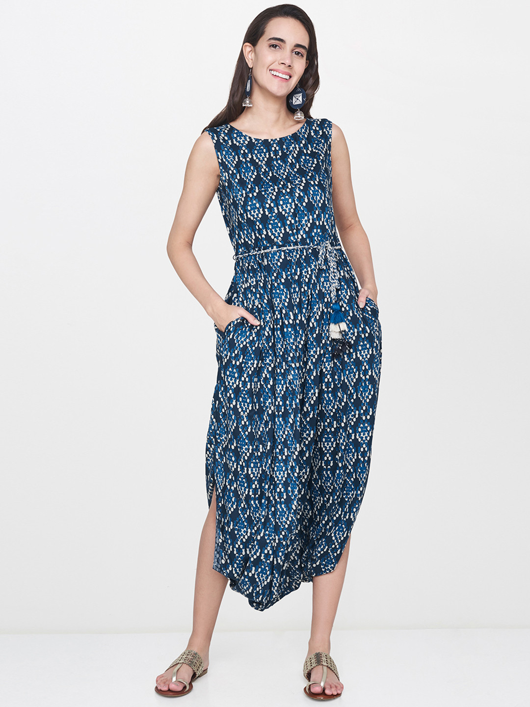 

Global Desi Blue & White Printed Jumsuit