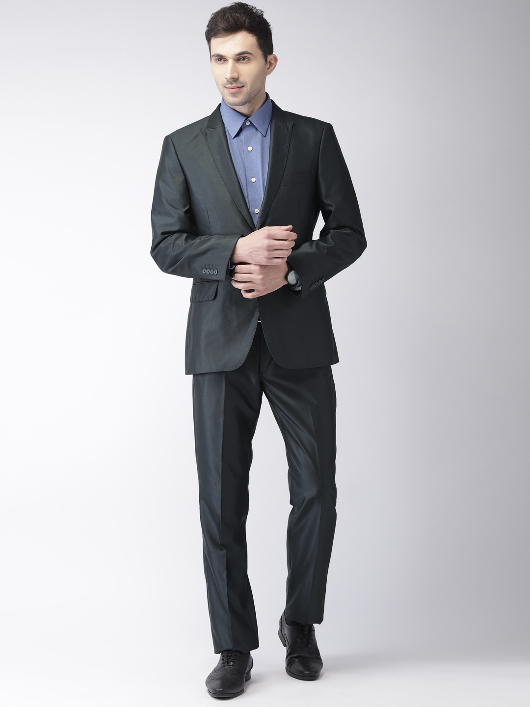 

Arrow Men Navy Blue Self-Design Body Tailored Fit Single-Breasted Formal Suit