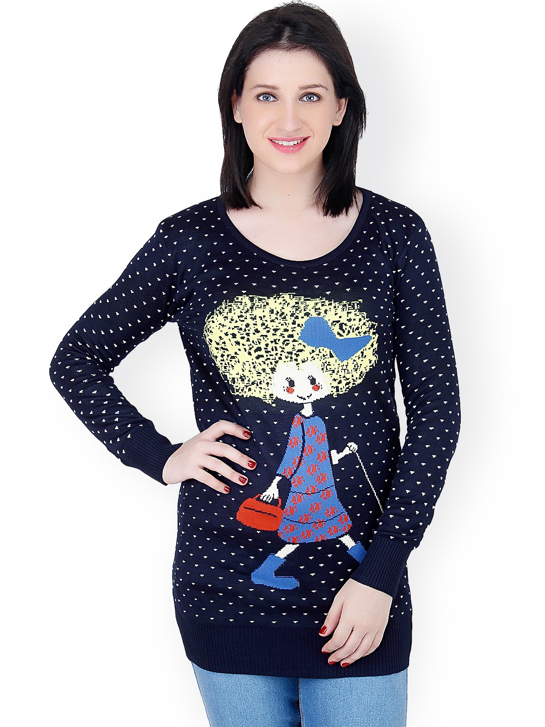 

Camey Navy & White Sweater, Navy blue