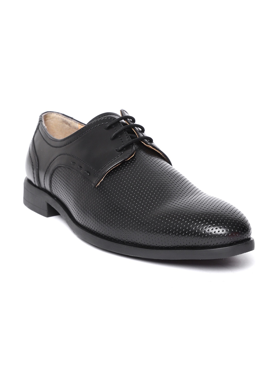 

San Frissco Men Black Textured Formal Derbys