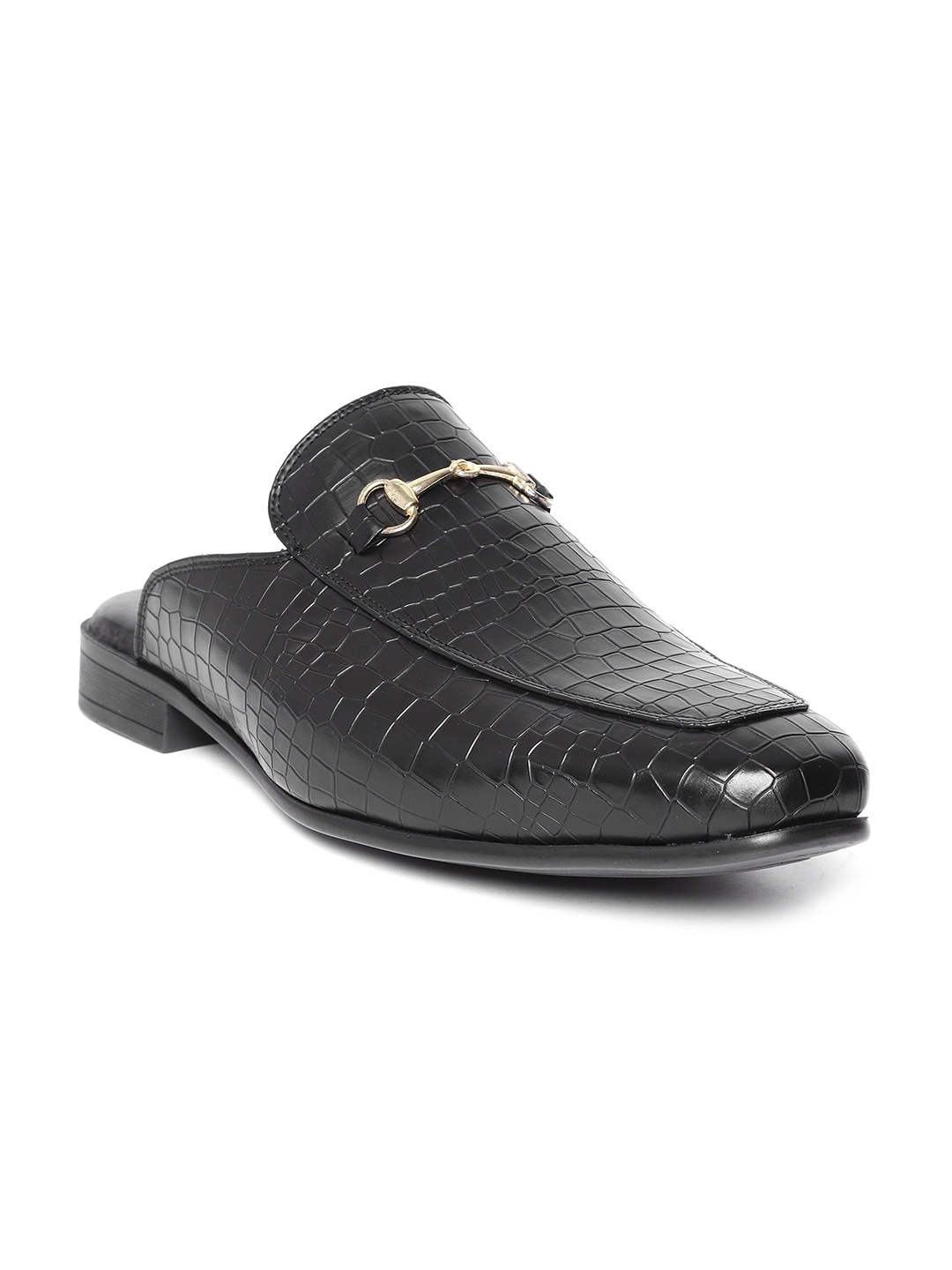 

San Frissco Men Black Textured Mules