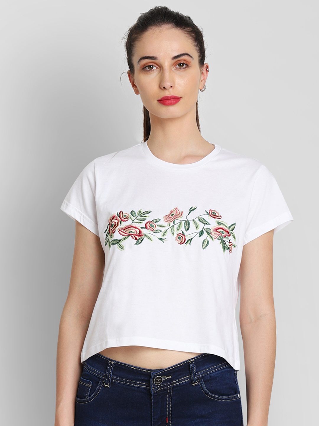 

JUMP USA Women White Printed A-Line Top