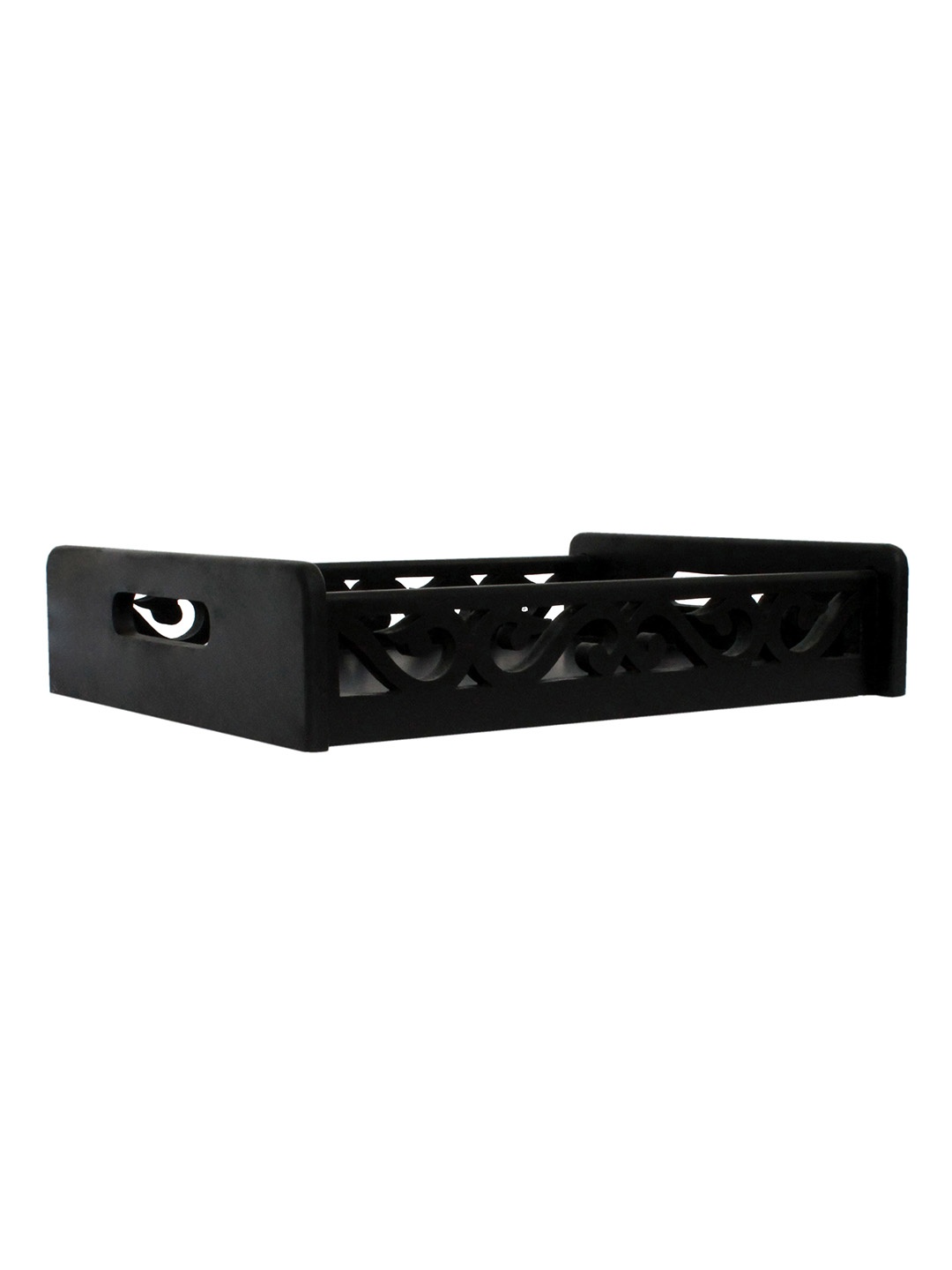 

Home Sparkle Black Carved serving Tray with Cut-Outs