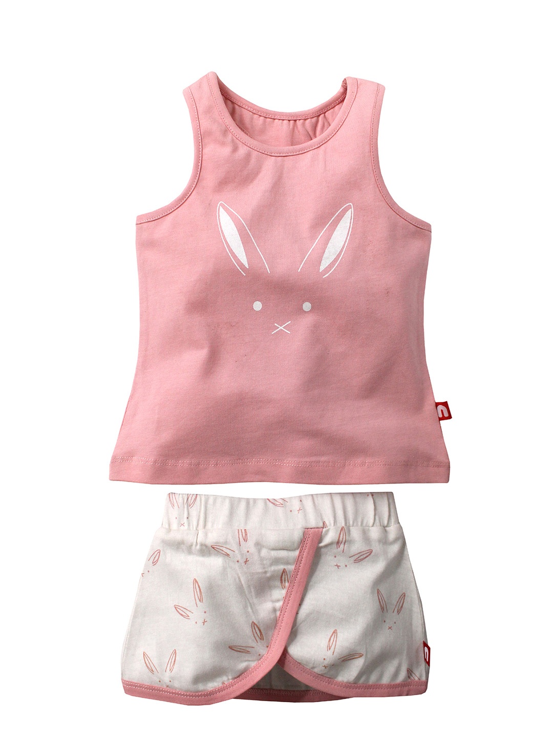 

Nino Bambino Girls Pink Solid Organic Cotton T-shirt with Shorts