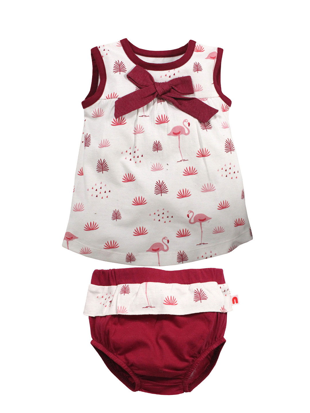 

Nino Bambino Girls Off-White & Red Printed A-Line Dress