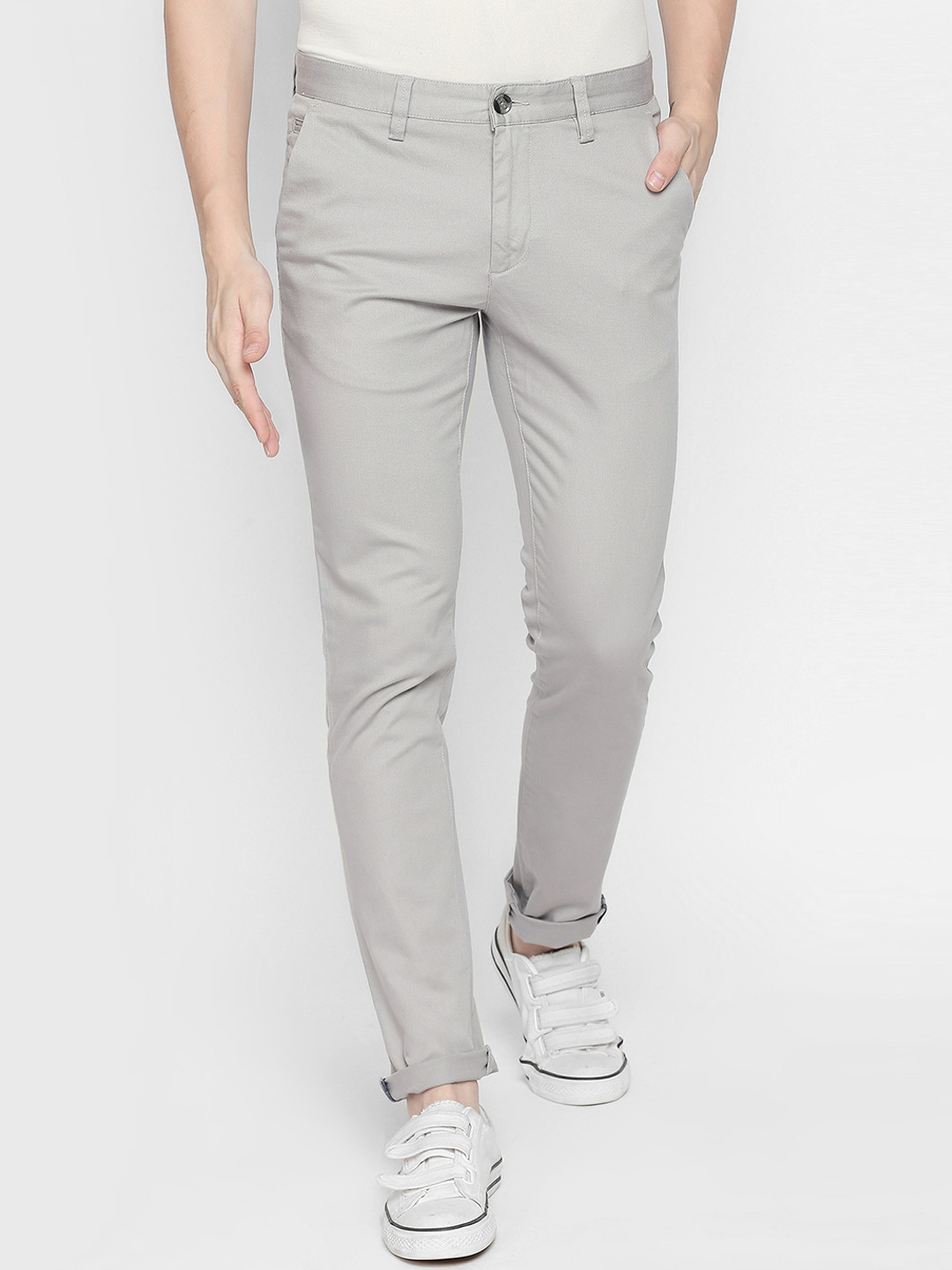 

BYFORD by Pantaloons Men Grey Slim Fit Solid Regular Trousers