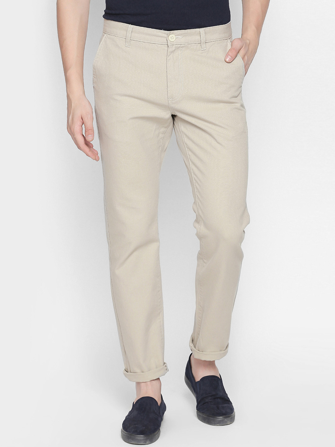 

BYFORD by Pantaloons Men Beige Regular Fit Solid Chinos