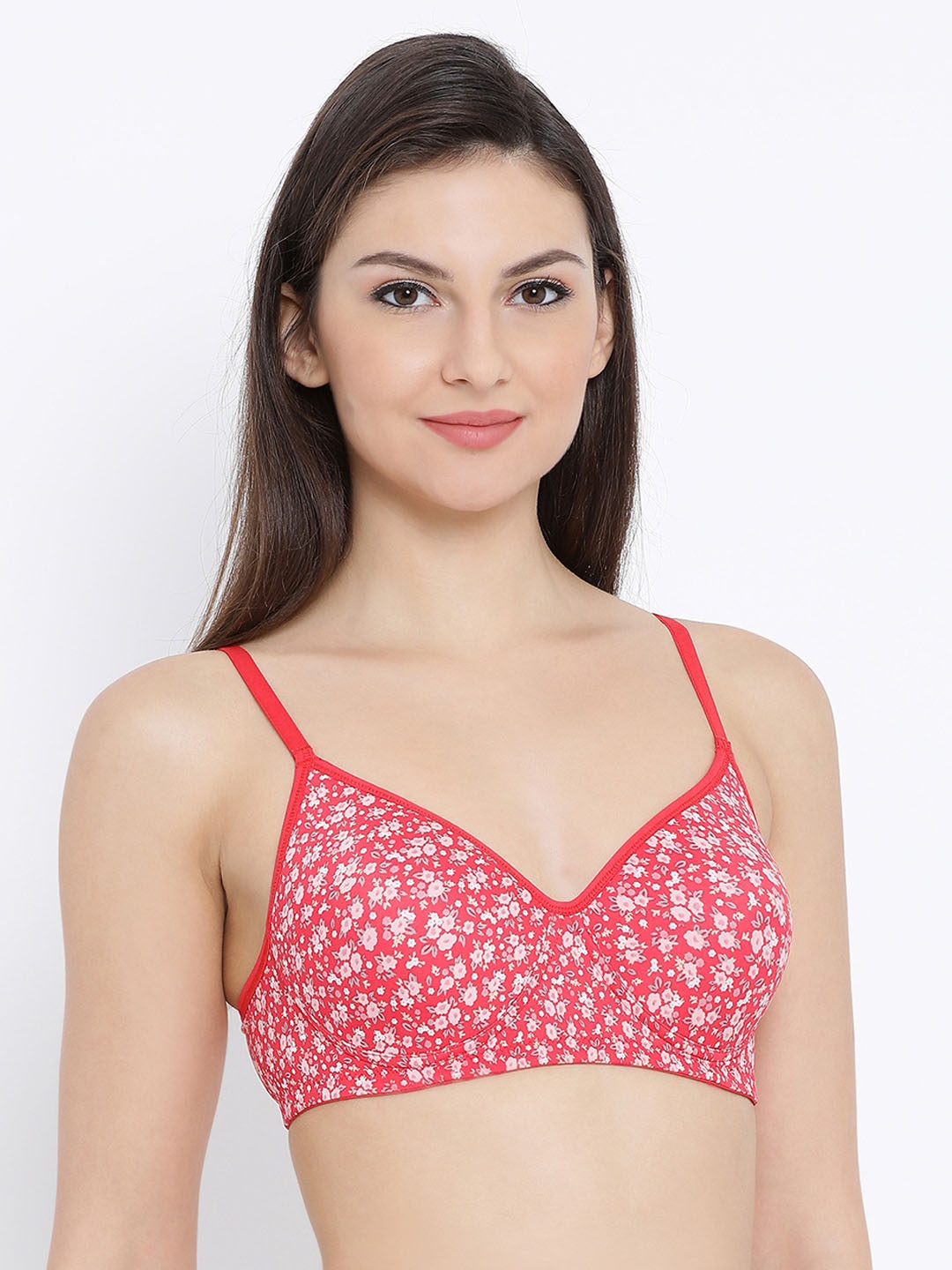 

Clovia Padded Non-Wired Printed T-Shirt Bra, Red