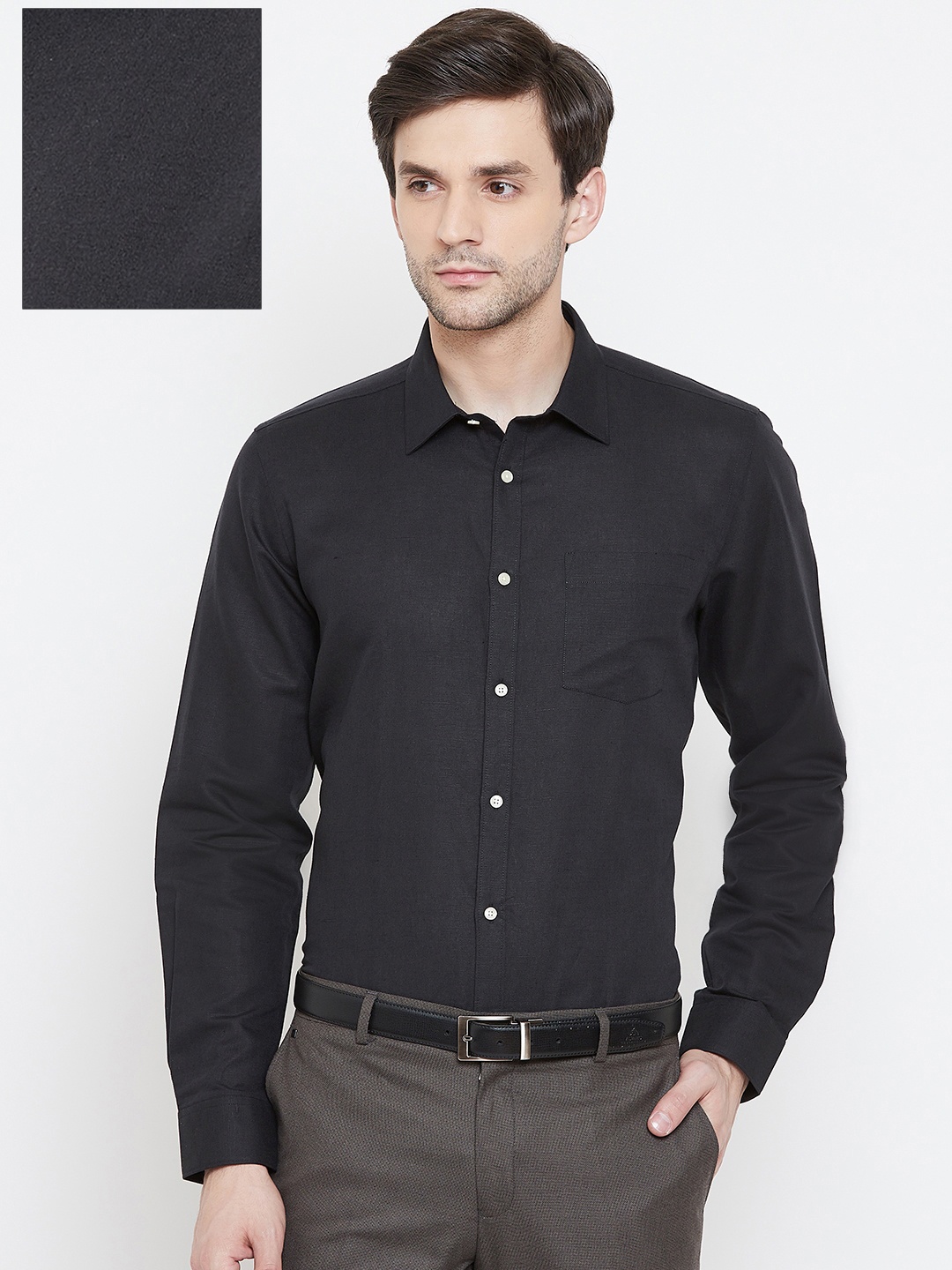 

Blackberrys Men Black Slim Fit Solid Smart Casual Shirt