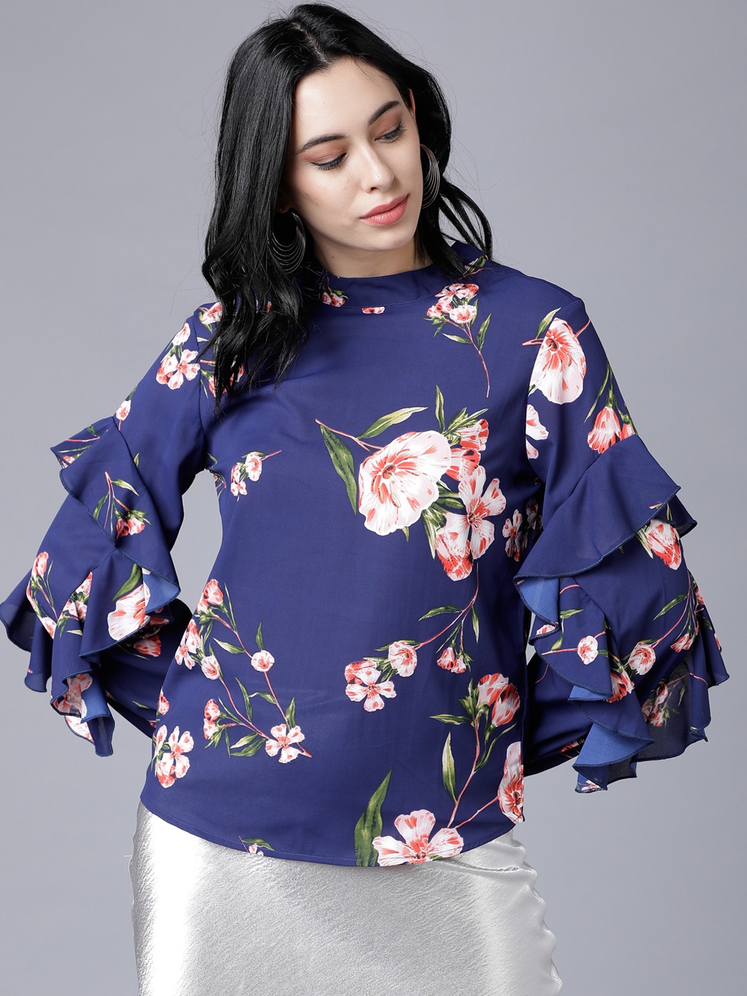

Tokyo Talkies Women Blue Printed Top