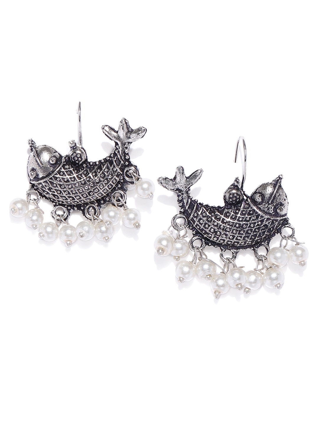 

justpeachy Oxidised Silver-Toned Animal Shaped Drop Earrings