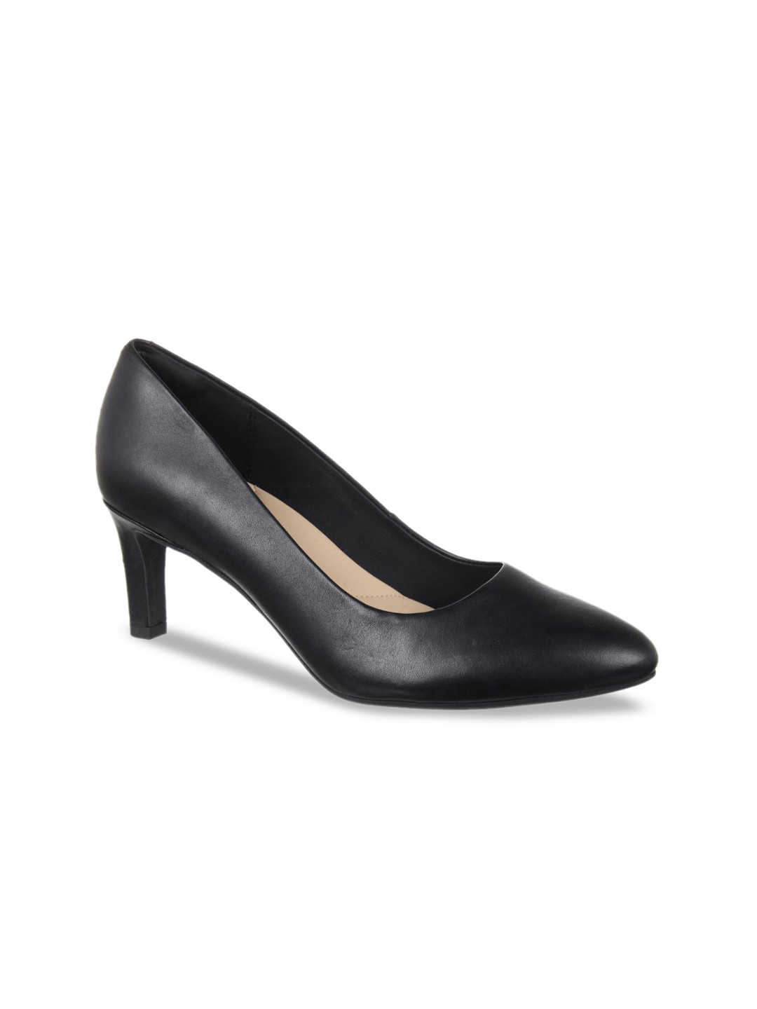 

Clarks Women Black Solid Leather Pumps