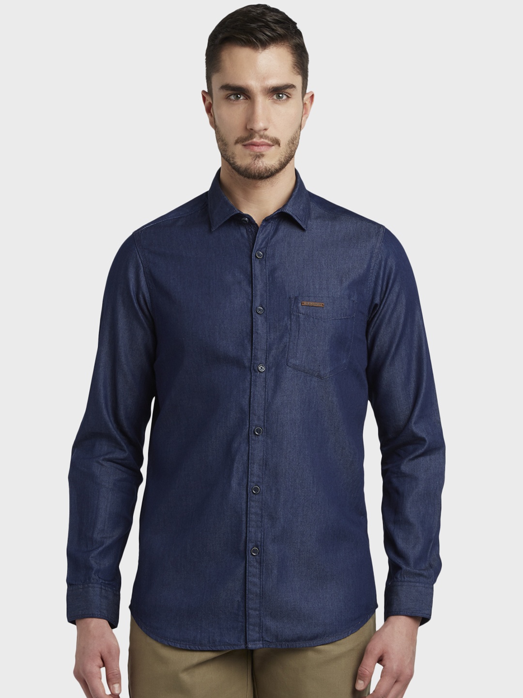 

ColorPlus Men Blue Regular Fit Solid Casual Shirt