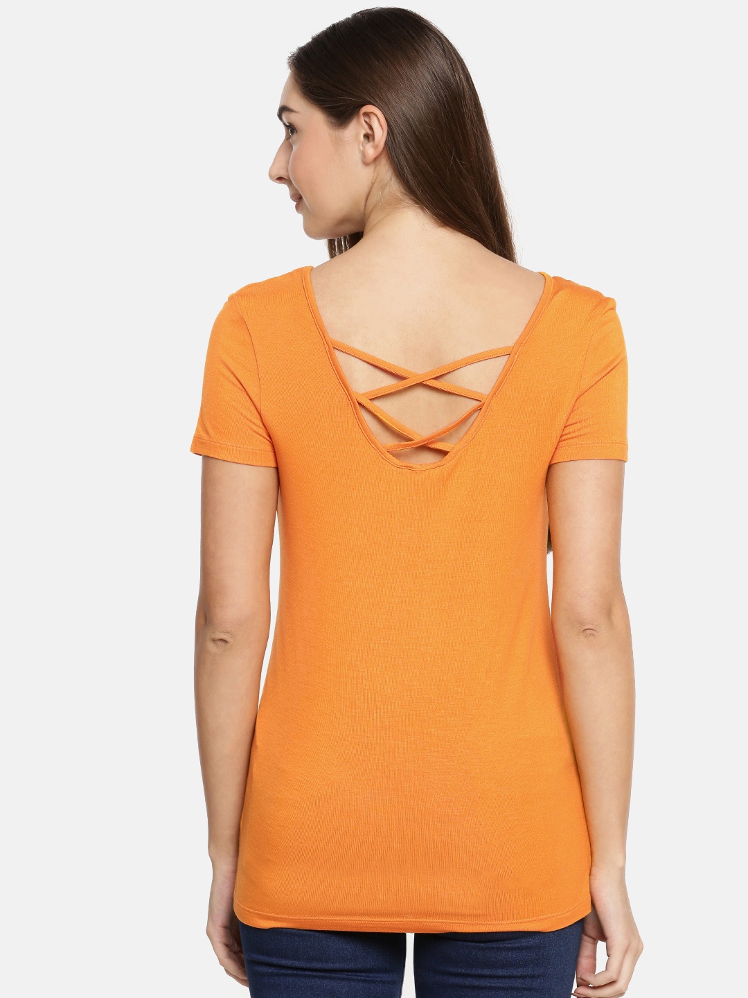 

ONLY Women Orange Solid Styled Back Top