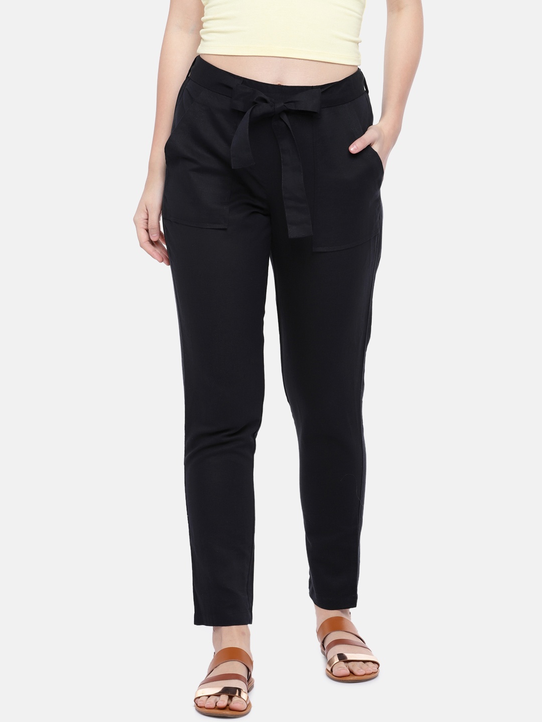 

Globus Women Black Regular Fit Solid Cigarette Trousers