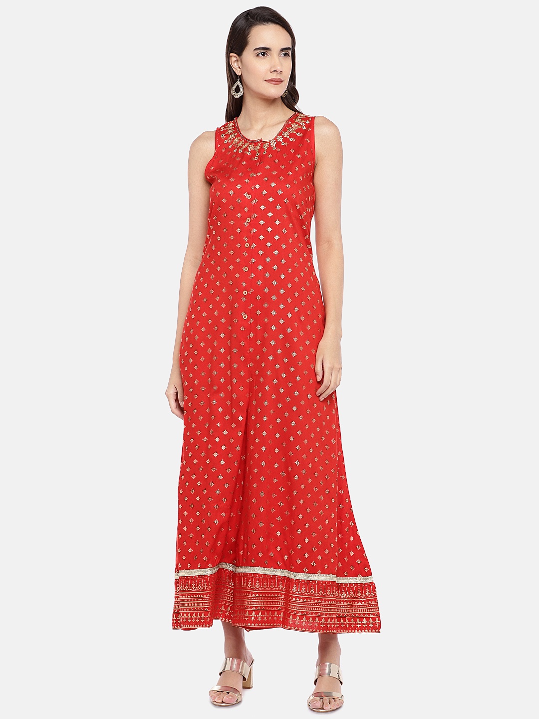 

Globus Women Red Regular Fit Printed Regular Trousers